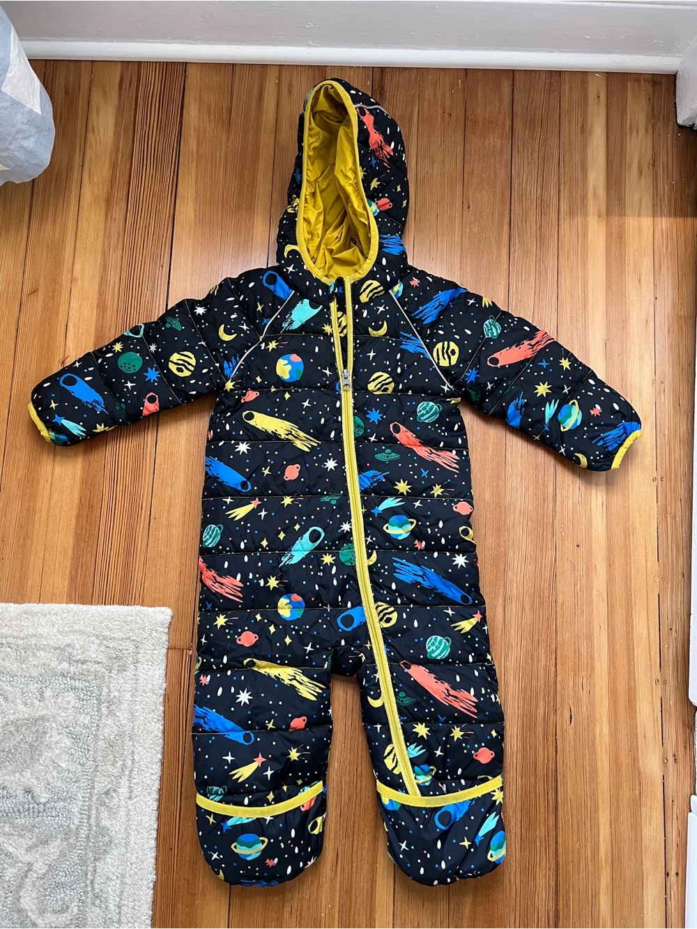 Hanna Andersson Space-Print Hooded Puffer Snowsuit